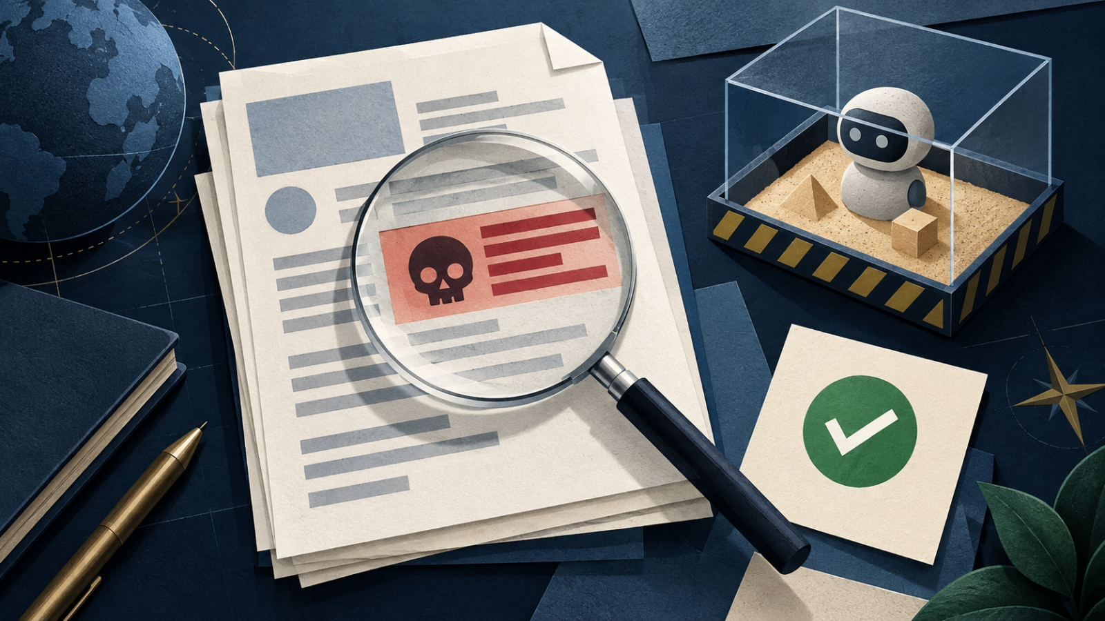 Редакционная иллюстрация к материалу «README как недоверенный ввод: почему ИИ-агенту нельзя выполнять каждую инструкцию»